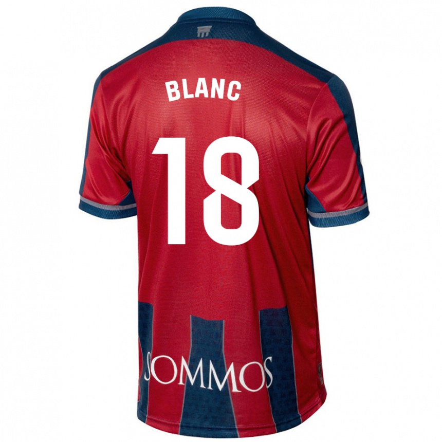 Niño Fútbol Camiseta Laia Blanc #18 Rojo Azul 1ª Equipación 2024/25