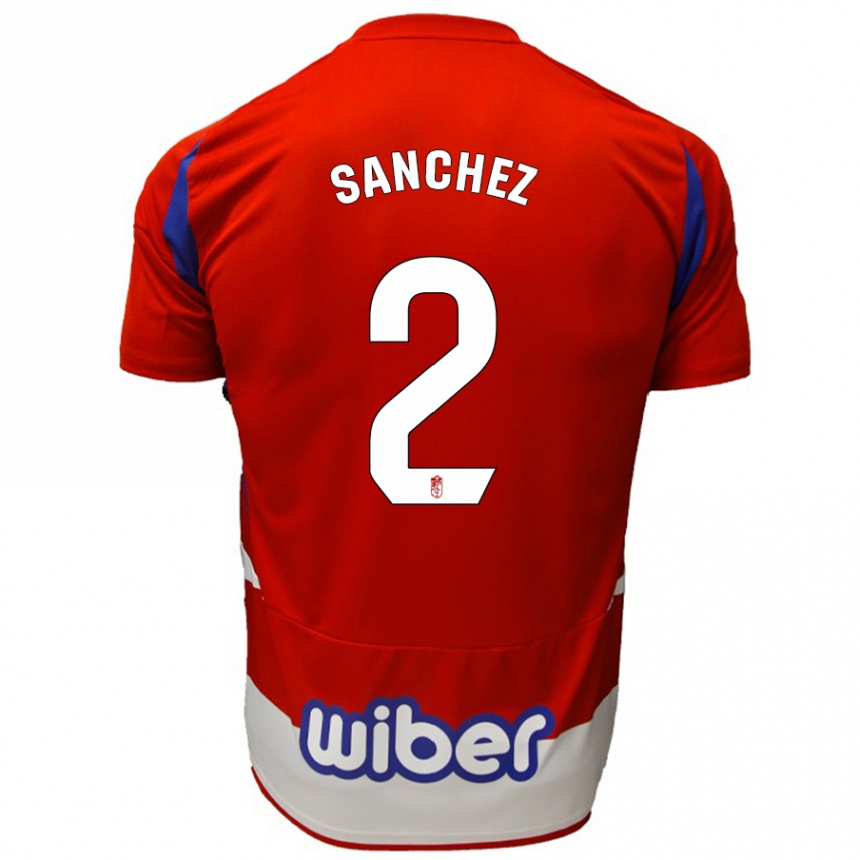 Niño Fútbol Camiseta Rubén Sánchez #2 Rojo Blanco Azul 1ª Equipación 2024/25