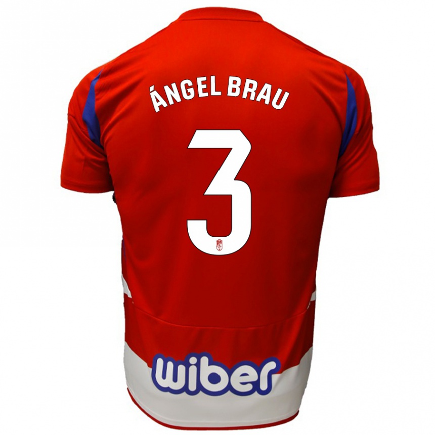 Niño Fútbol Camiseta Miguel Ángel Brau #3 Rojo Blanco Azul 1ª Equipación 2024/25