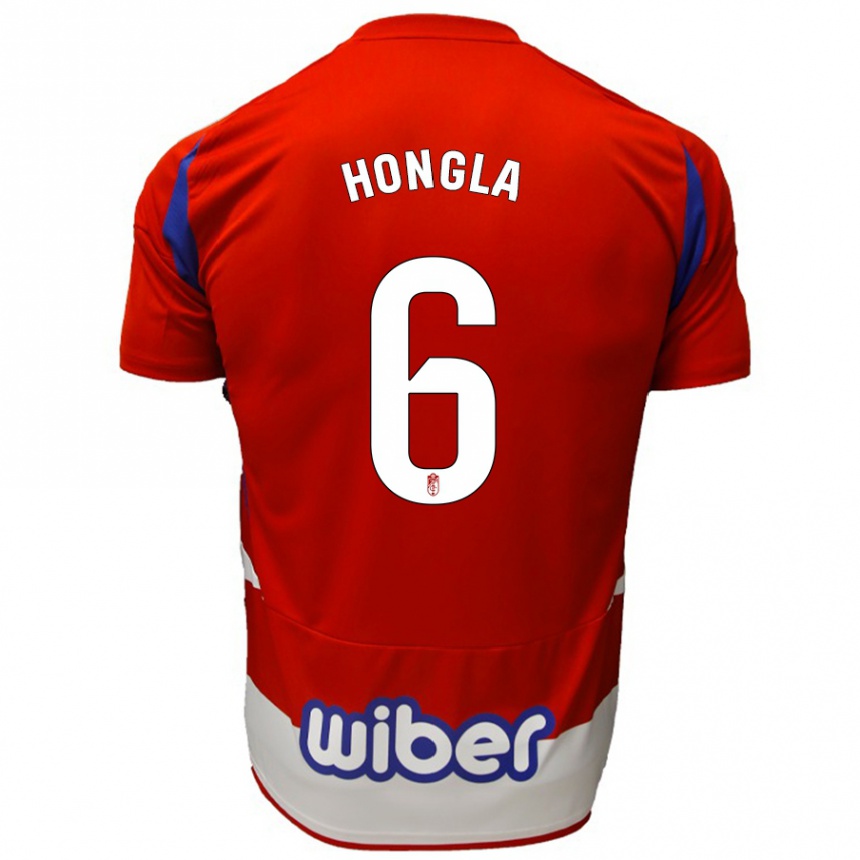 Niño Fútbol Camiseta Martin Hongla #6 Rojo Blanco Azul 1ª Equipación 2024/25