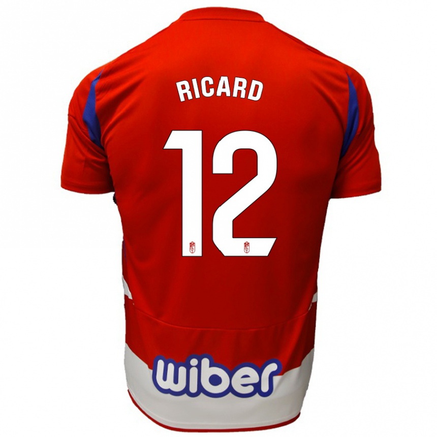 Niño Fútbol Camiseta Ricard Sanchez #12 Rojo Blanco Azul 1ª Equipación 2024/25