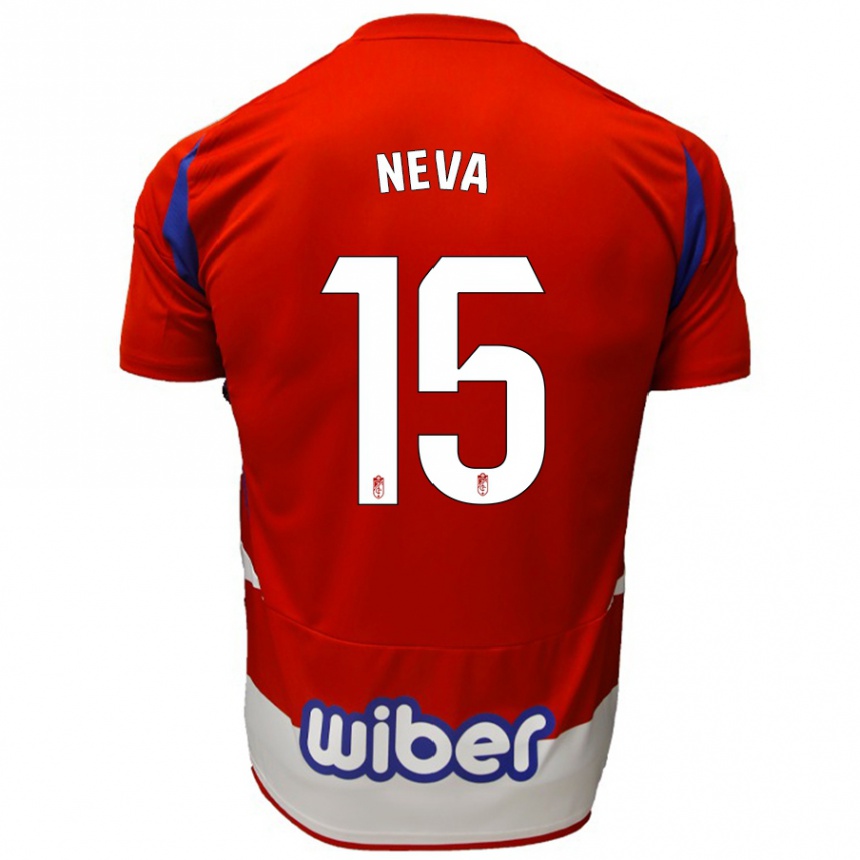 Niño Fútbol Camiseta Carlos Neva #15 Rojo Blanco Azul 1ª Equipación 2024/25