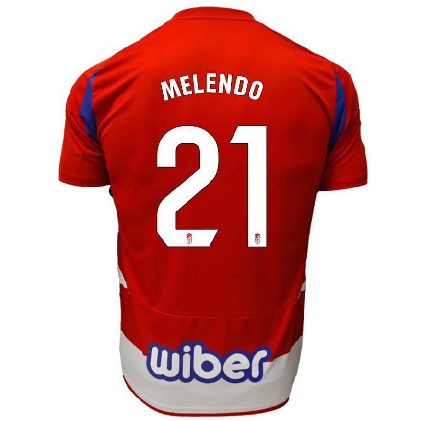 Niño Fútbol Camiseta Óscar Melendo #21 Rojo Blanco Azul 1ª Equipación 2024/25