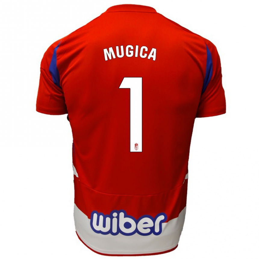 Niño Fútbol Camiseta Juan Múgica #1 Rojo Blanco Azul 1ª Equipación 2024/25