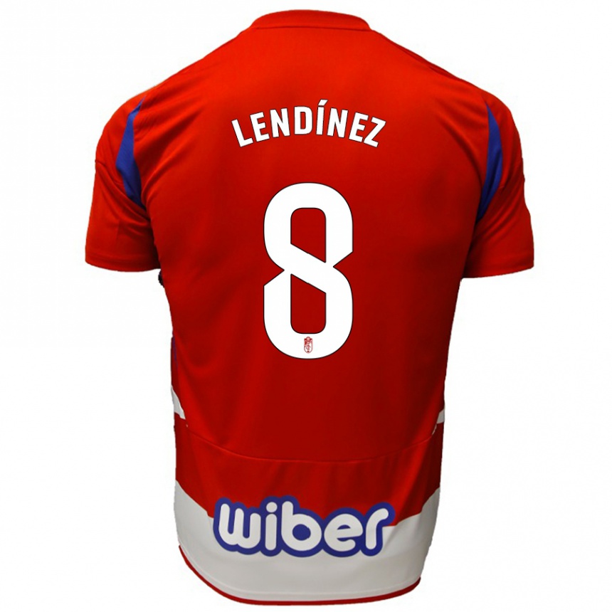 Niño Fútbol Camiseta Juanma Lendínez #8 Rojo Blanco Azul 1ª Equipación 2024/25