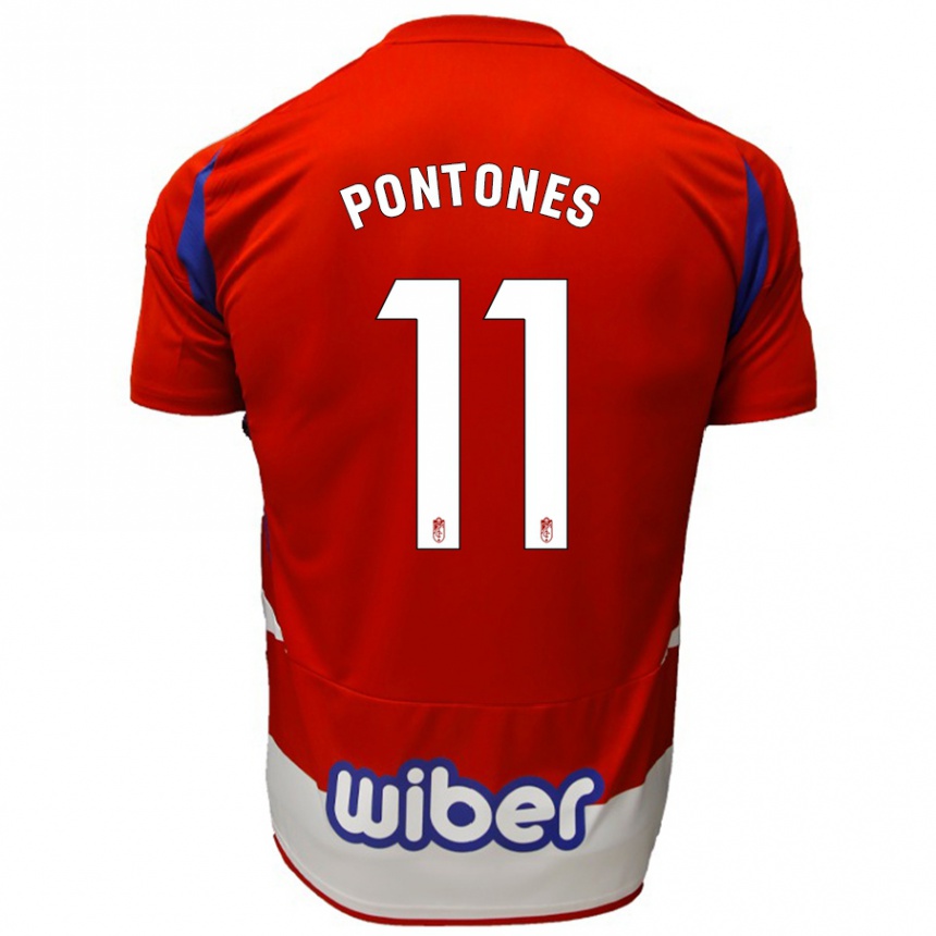 Niño Fútbol Camiseta Juan Carlos Pontones #11 Rojo Blanco Azul 1ª Equipación 2024/25