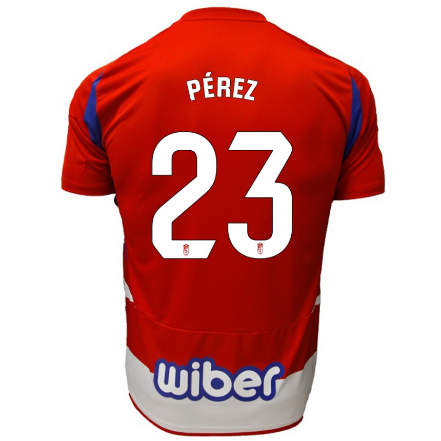 Niño Fútbol Camiseta Lucas Pérez #23 Rojo Blanco Azul 1ª Equipación 2024/25