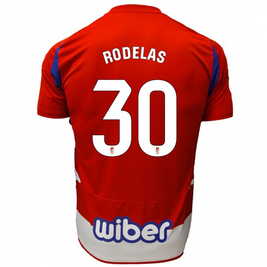 Niño Fútbol Camiseta Sergio Rodelas #30 Rojo Blanco Azul 1ª Equipación 2024/25