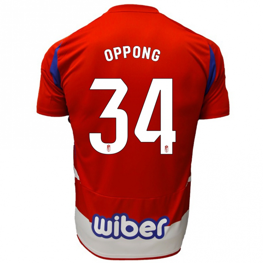 Niño Fútbol Camiseta Oscar Naasei Oppong #34 Rojo Blanco Azul 1ª Equipación 2024/25