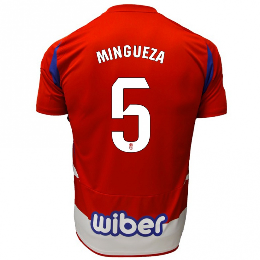 Niño Fútbol Camiseta Ariadna Mingueza #5 Rojo Blanco Azul 1ª Equipación 2024/25