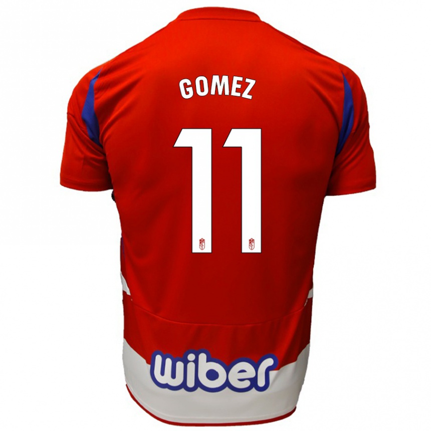 Niño Fútbol Camiseta Andrea Gómez #11 Rojo Blanco Azul 1ª Equipación 2024/25