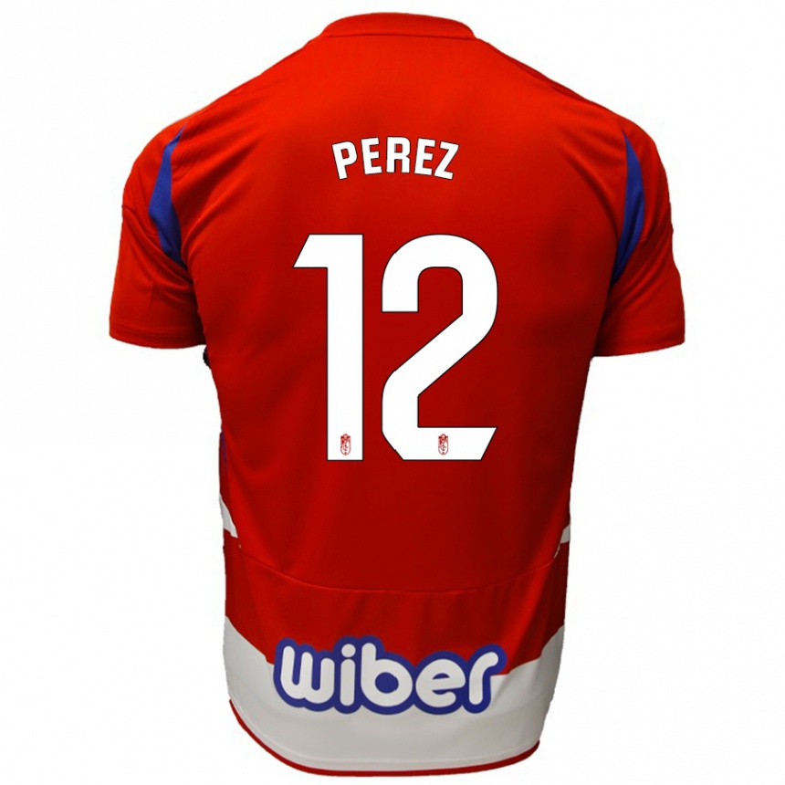 Niño Fútbol Camiseta Alba Pérez #12 Rojo Blanco Azul 1ª Equipación 2024/25