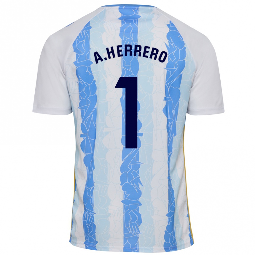 Niño Fútbol Camiseta Alfonso Herrero #1 Blanco Azul 1ª Equipación 2024/25