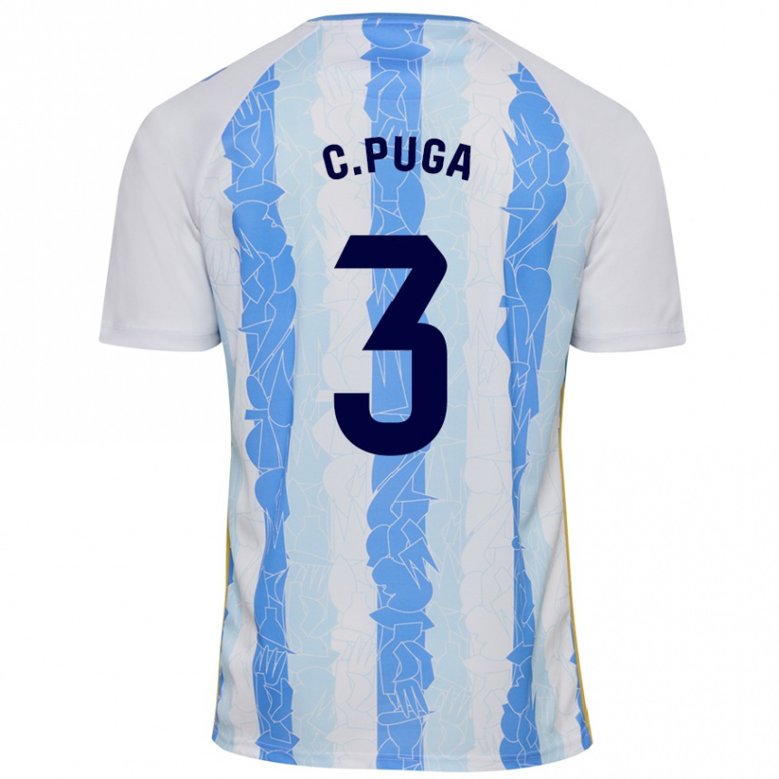 Niño Fútbol Camiseta Carlos Puga #3 Blanco Azul 1ª Equipación 2024/25