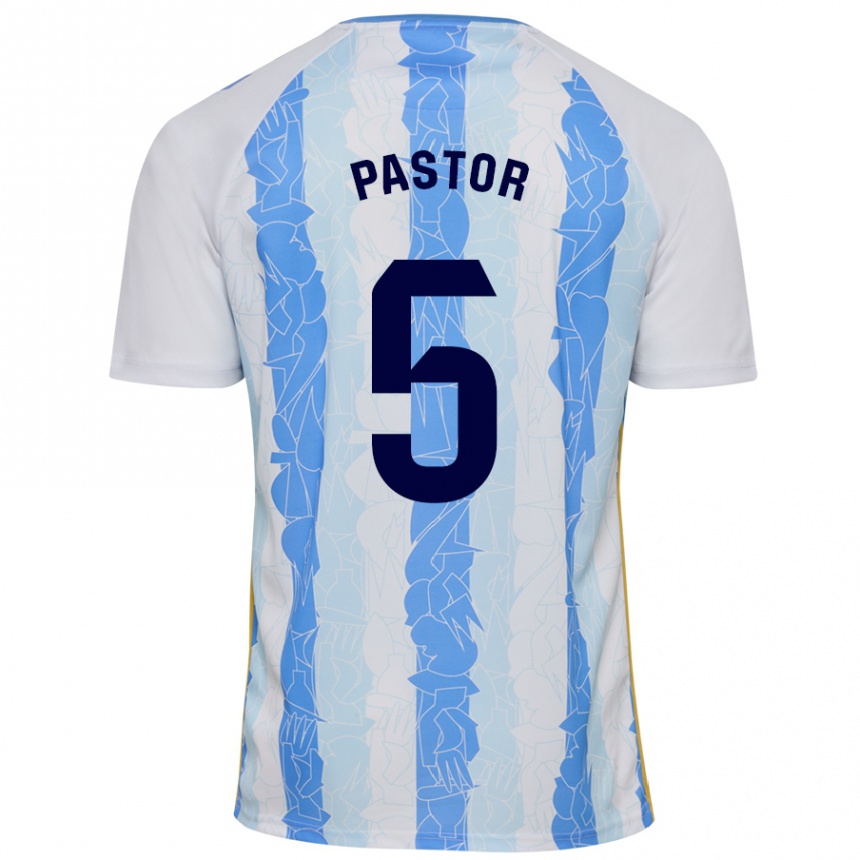 Niño Fútbol Camiseta Álex Pastor #5 Blanco Azul 1ª Equipación 2024/25