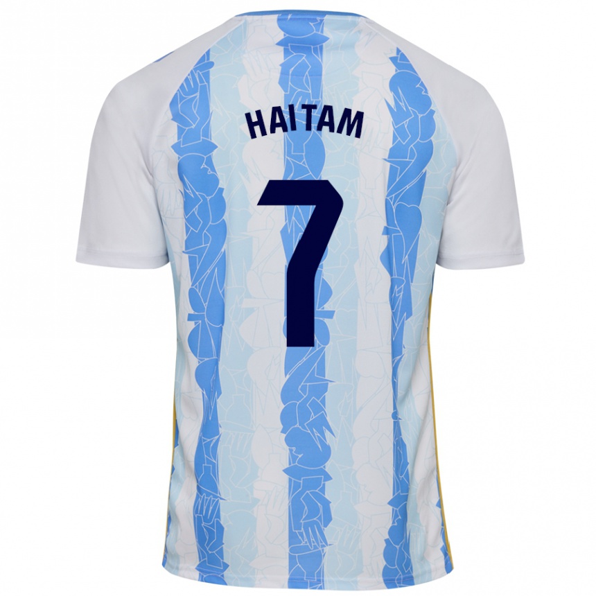 Niño Fútbol Camiseta Haitam Abaida #7 Blanco Azul 1ª Equipación 2024/25