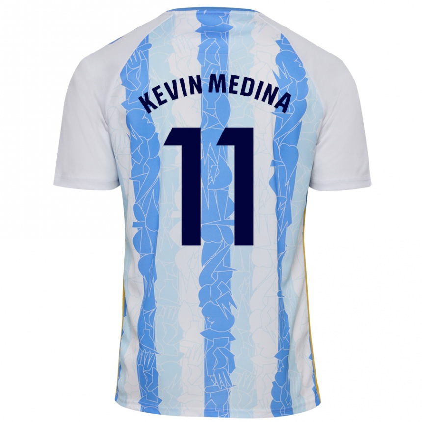 Niño Fútbol Camiseta Kevin Medina #11 Blanco Azul 1ª Equipación 2024/25