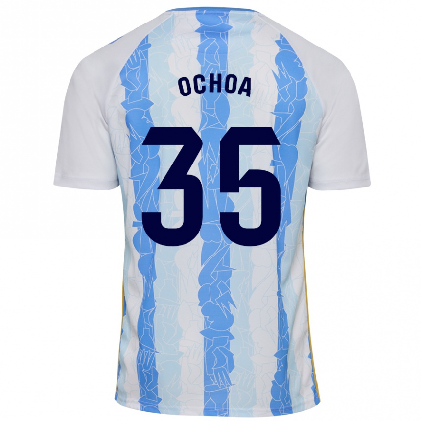 Niño Fútbol Camiseta Aarón Ochoa #35 Blanco Azul 1ª Equipación 2024/25