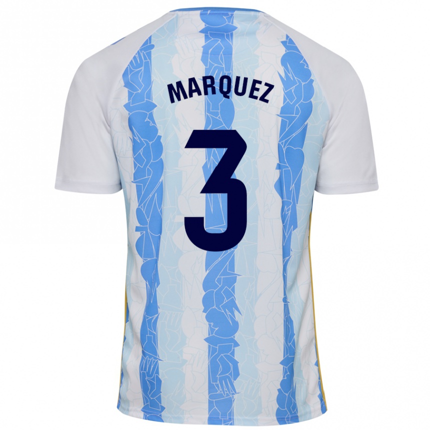 Niño Fútbol Camiseta David Márquez #3 Blanco Azul 1ª Equipación 2024/25