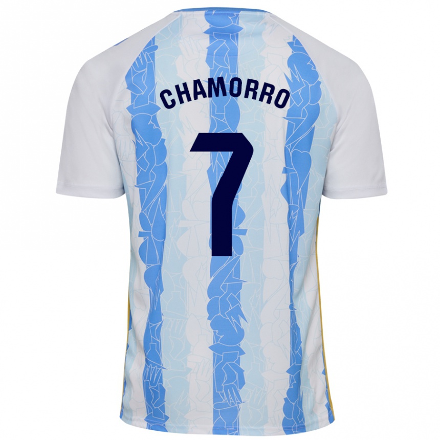 Niño Fútbol Camiseta Alexis Chamorro #7 Blanco Azul 1ª Equipación 2024/25