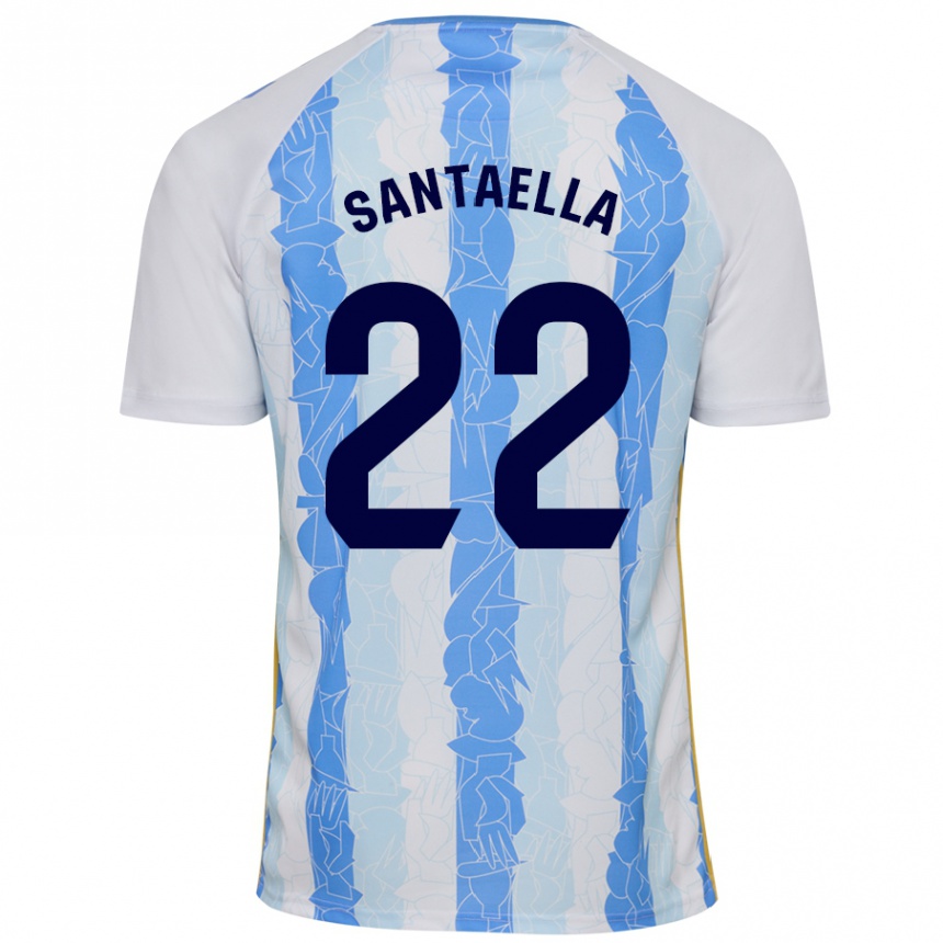 Niño Fútbol Camiseta Miguel Ángel Santaella #22 Blanco Azul 1ª Equipación 2024/25