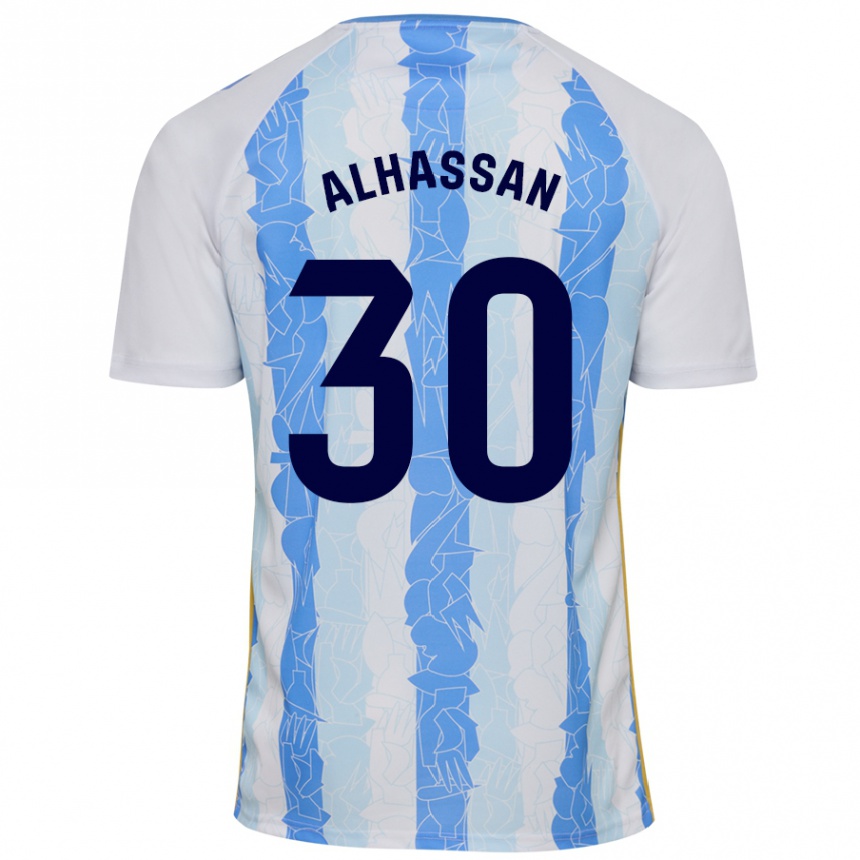 Niño Fútbol Camiseta Mubarak Alhassan #30 Blanco Azul 1ª Equipación 2024/25