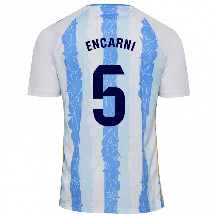 Niño Fútbol Camiseta Encarni #5 Blanco Azul 1ª Equipación 2024/25