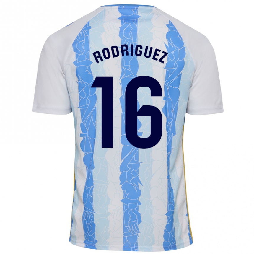 Niño Fútbol Camiseta Genaro Rodríguez #16 Blanco Azul 1ª Equipación 2024/25