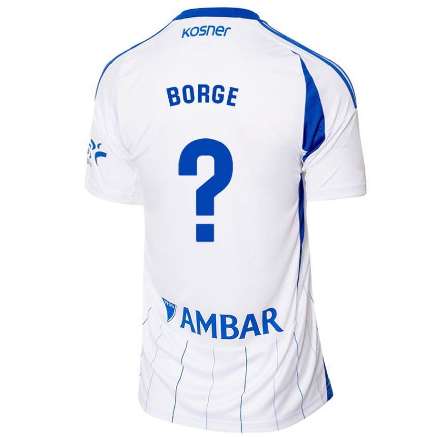 Niño Fútbol Camiseta Andrés Borge #0 Rojo Blanco 1ª Equipación 2024/25