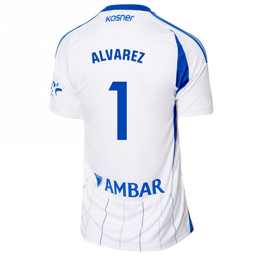 Niño Fútbol Camiseta Cristian Álvarez #1 Rojo Blanco 1ª Equipación 2024/25