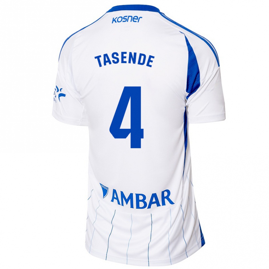 Niño Fútbol Camiseta Dani Tasende #4 Rojo Blanco 1ª Equipación 2024/25