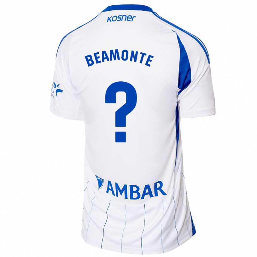 Niño Fútbol Camiseta Adrián Beamonte #0 Rojo Blanco 1ª Equipación 2024/25