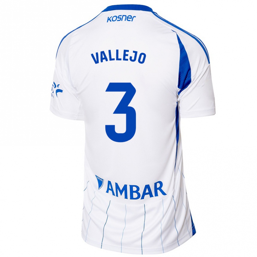 Niño Fútbol Camiseta Jaime Vallejo #3 Rojo Blanco 1ª Equipación 2024/25