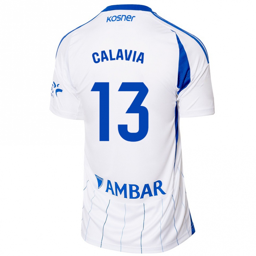 Niño Fútbol Camiseta Carlos Calavia #13 Rojo Blanco 1ª Equipación 2024/25