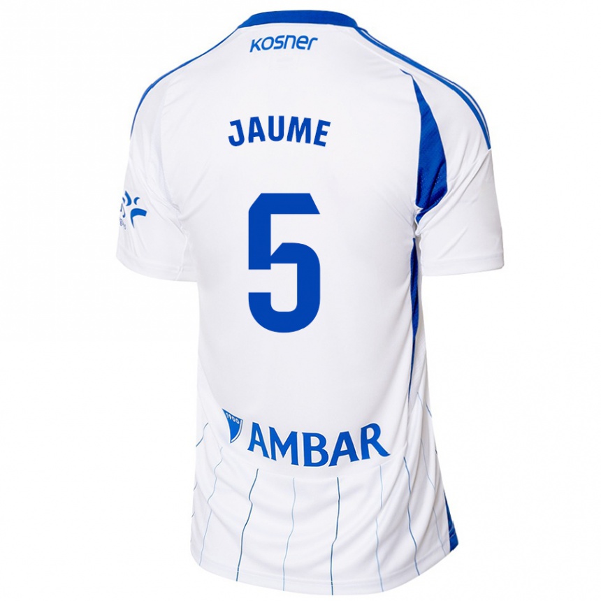 Niño Fútbol Camiseta Jaume Grau #5 Rojo Blanco 1ª Equipación 2024/25