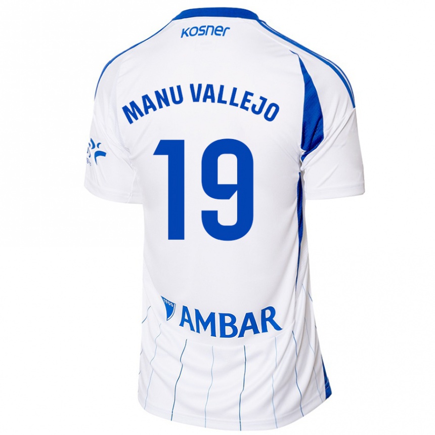 Niño Fútbol Camiseta Manu Vallejo #19 Rojo Blanco 1ª Equipación 2024/25