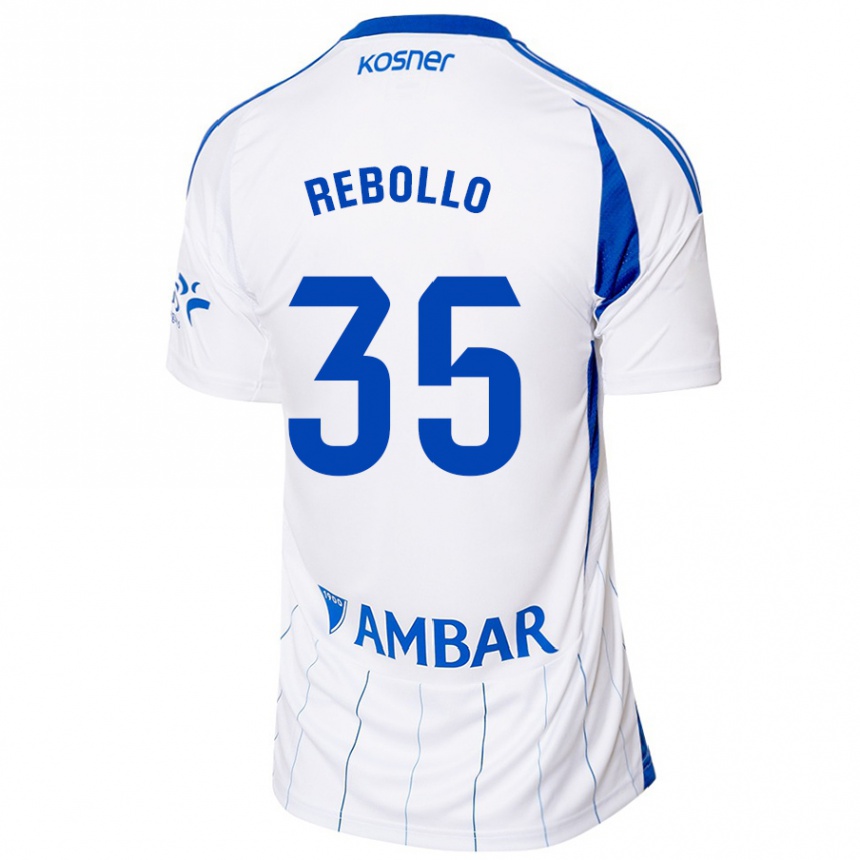 Niño Fútbol Camiseta Dani Rebollo #35 Rojo Blanco 1ª Equipación 2024/25