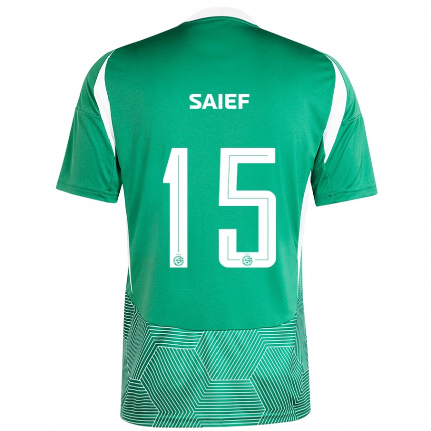 Niño Fútbol Camiseta Kenny Saief #15 Verde Blanco 1ª Equipación 2024/25