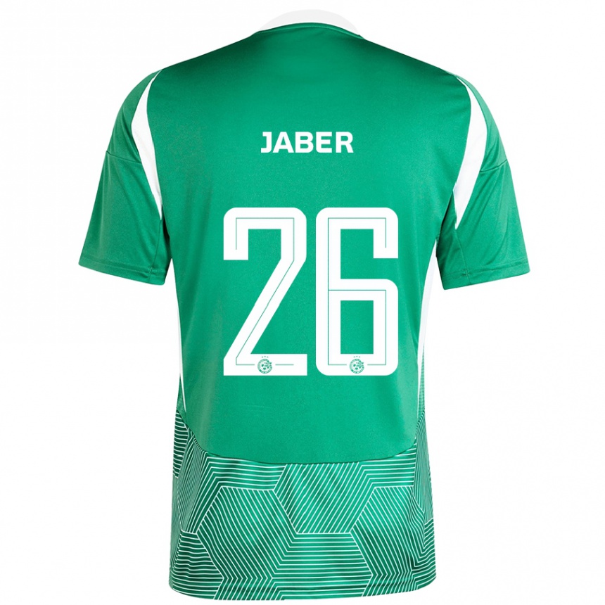 Niño Fútbol Camiseta Mahmoud Jaber #26 Verde Blanco 1ª Equipación 2024/25