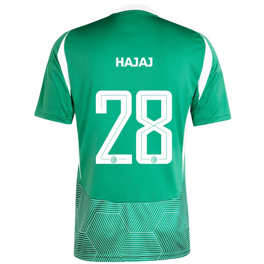 Niño Fútbol Camiseta Ilay Hajaj #28 Verde Blanco 1ª Equipación 2024/25