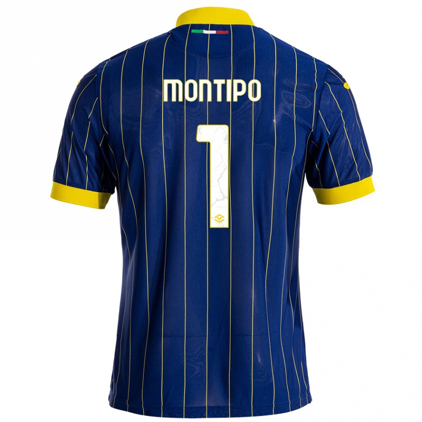 Niño Fútbol Camiseta Lorenzo Montipò #1 Azul Amarillo 1ª Equipación 2024/25