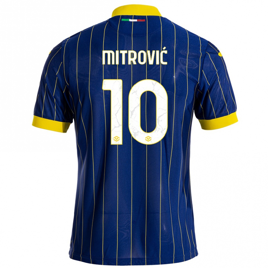 Niño Fútbol Camiseta Stefan Mitrović #10 Azul Amarillo 1ª Equipación 2024/25