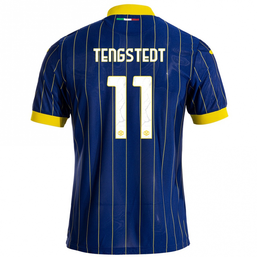 Niño Fútbol Camiseta Casper Tengstedt #11 Azul Amarillo 1ª Equipación 2024/25