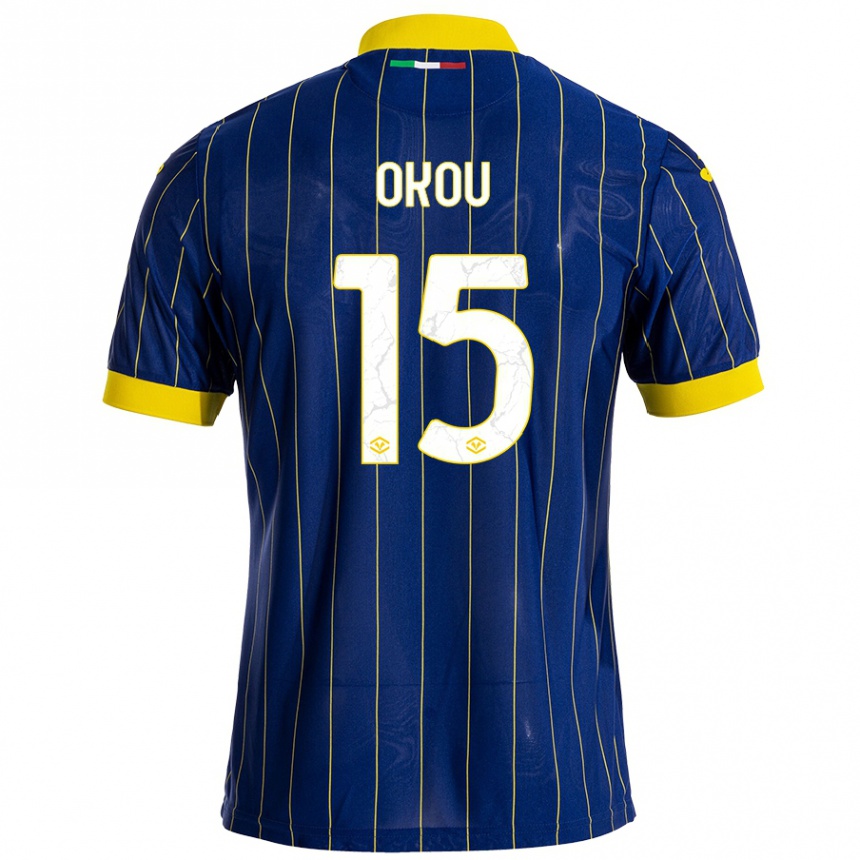 Niño Fútbol Camiseta Yllan Okou #15 Azul Amarillo 1ª Equipación 2024/25