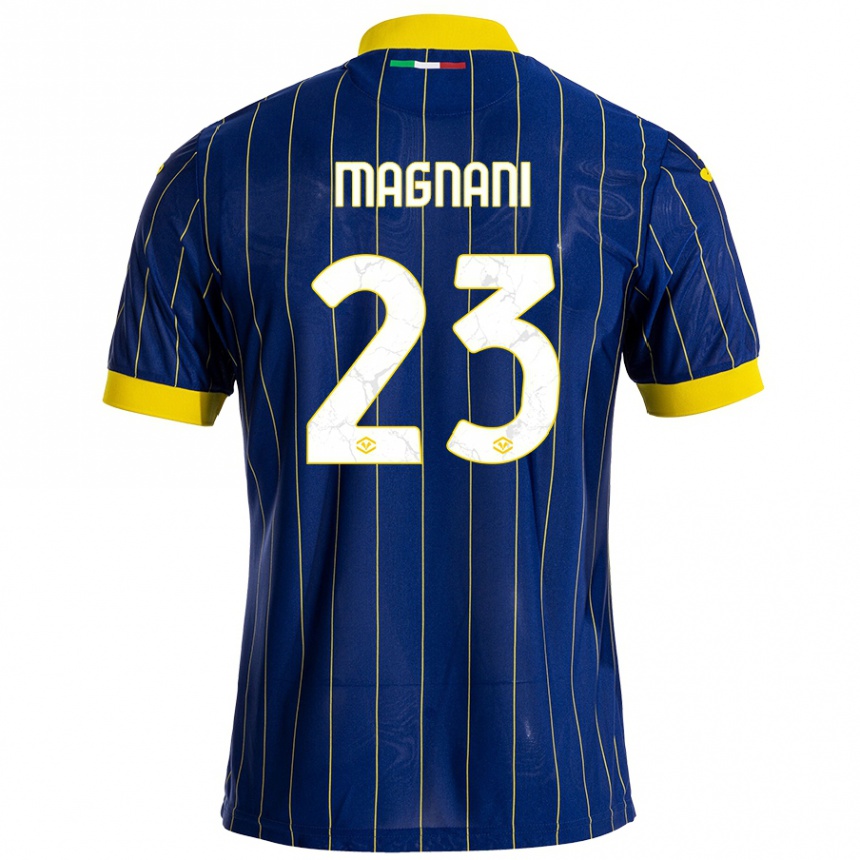 Niño Fútbol Camiseta Giangiacomo Magnani #23 Azul Amarillo 1ª Equipación 2024/25