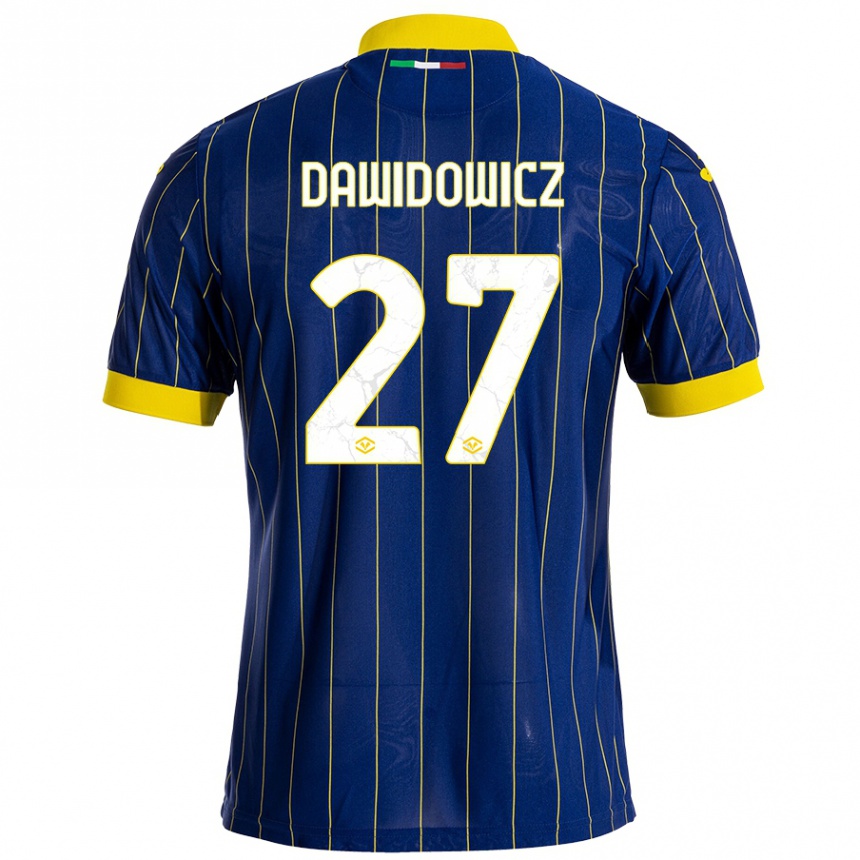 Niño Fútbol Camiseta Pawel Dawidowicz #27 Azul Amarillo 1ª Equipación 2024/25