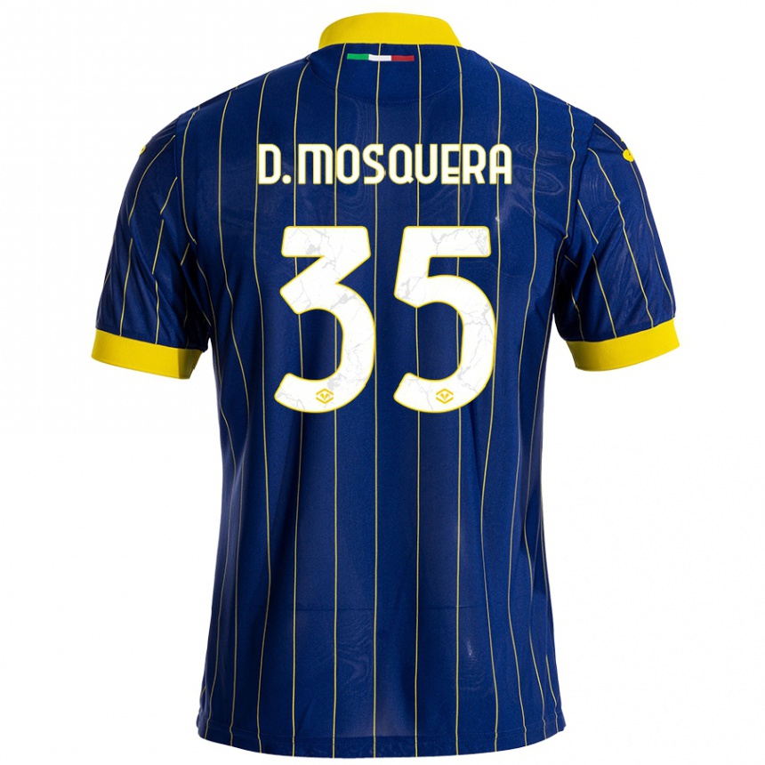 Niño Fútbol Camiseta Daniel Mosquera #35 Azul Amarillo 1ª Equipación 2024/25