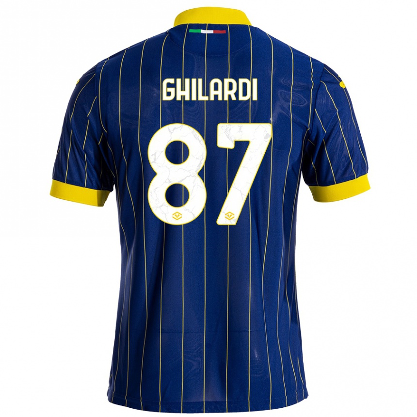 Niño Fútbol Camiseta Daniele Ghilardi #87 Azul Amarillo 1ª Equipación 2024/25