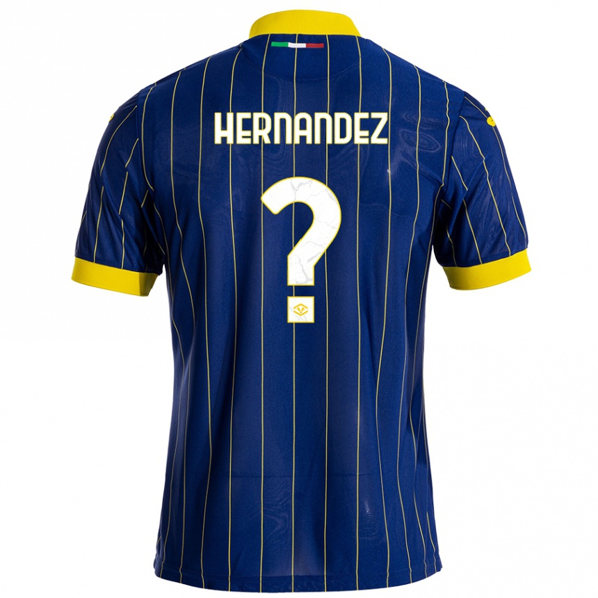 Niño Fútbol Camiseta Joaquin Hernandez #0 Azul Amarillo 1ª Equipación 2024/25