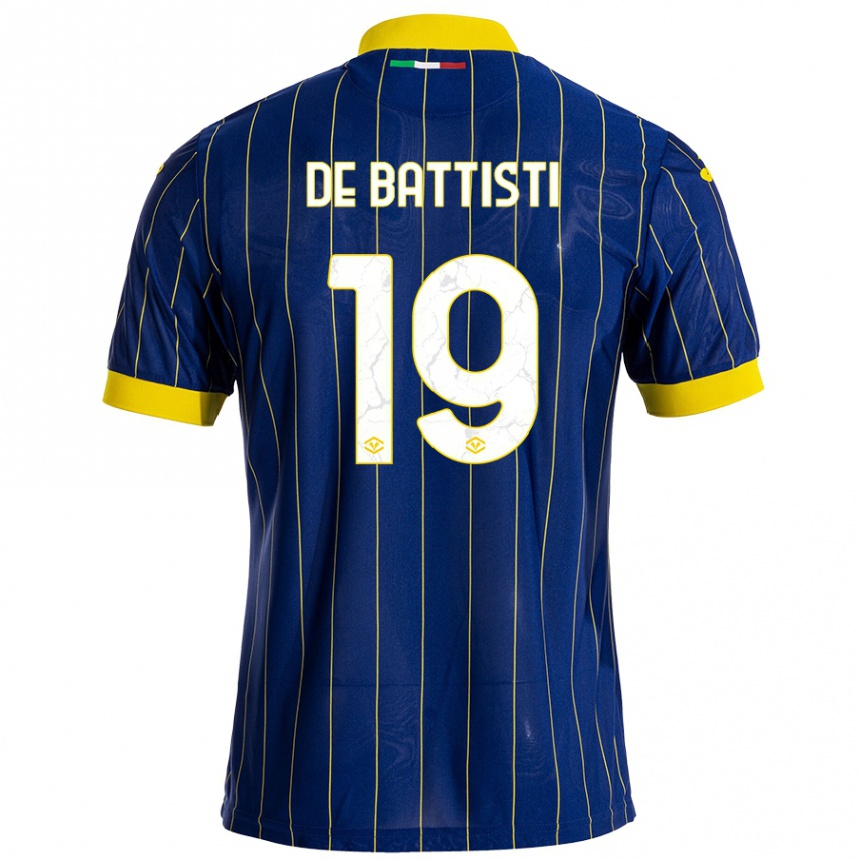 Niño Fútbol Camiseta Davide De Battisti #19 Azul Amarillo 1ª Equipación 2024/25